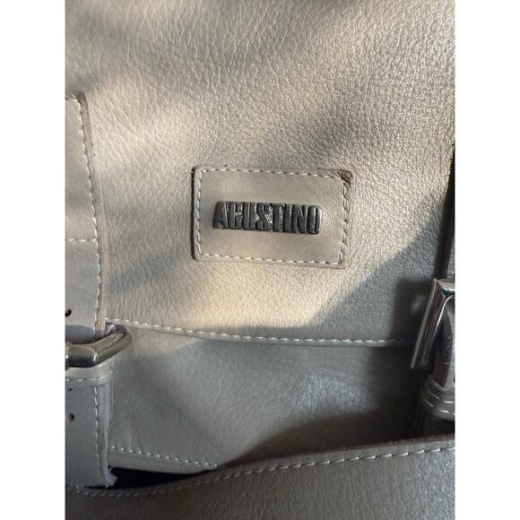 AGUSTINO Grey Double Buckle Tri-Compartment Crossbody - Picture 2 of 8